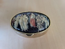 Pillendose Pillenbox oval mit kunstvollem Deckel aufklappbar L 4,8 cm B 3,3 cm