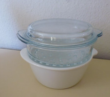 Pyrex Topf / Kasserolle 2,3 l Weiß mit Dampfgareraufsatz + Glasdeckel  Neuwertig