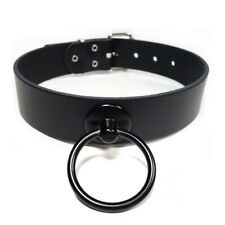 Halsband Choker mit O-Ring 35mm Giant Ring Schwarz / Gothic Punk Rock SM Schmuck