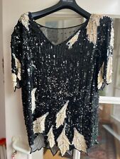 Puszta Pailletten Oberteil Damen festl. Seide Größe 44 italienisch Original 90er