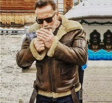 Herren Arnold RAF Fliegerjacke aus Echtem Lammfell Leder Bomber Shearling Jacken