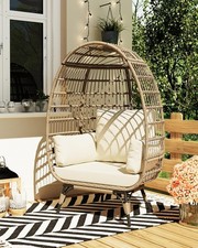 Rattan Ei-Sessel Outdoor Indoor Handgefertigt Mit Kissen Moderner Lounge Stuhl