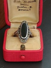 Art Deco Silber 925  Ring Onyx Markasiten Antik Sterlingsilber