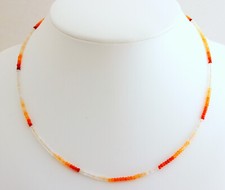 Feueropal Kette Edelsteinkette facettiert fein-geschliffen Orange Weiß Opal 46cm