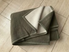 Vintage Lunaflor Wolldecke Naturhaardecke ca. 140 x 180 grün-beige Kuscheldecke