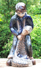 BRUNNENFIGUR Springbrunnen Figur FISCHER Westerwald Keramik Kunsttöpferei 63cm