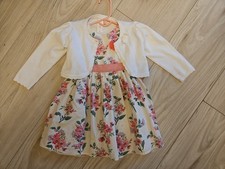 Tolles Mädchen Set Gr.86 Baby Club Festkleid Rosen Rosa Bolero weiss