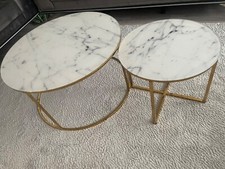 couchtisch rund weiß Gold Marmor Platte gebraucht im sehr guten Zustand