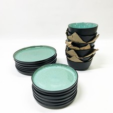 Steingut Geschirrset 6 Pers. Ibiza 18-tlg Hochwertiges Mediterranes TEST SEHR