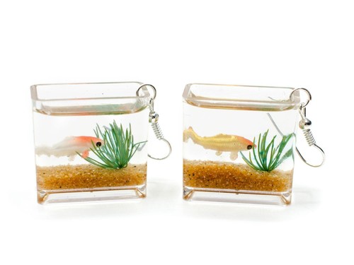 Goldfischglas ohrringe - goldfischglas,