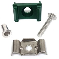 Zaun Pfosten Montagesatz Doppelstabzaun grün 6005 + Butterfly V2A 10 Stück