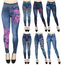 High Waist Damen Jeggings Leggings Jeansoptik Jeans Optik Leggins Hose Buttons