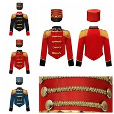 Kinder Uniform Cosplay Jacke Trommel Kostüm Major Mantel Performance Samt Band