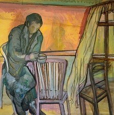 Brigitte Tietze West-Berlin Ölbild Porträt Mann im Raum Nr28 Sylvester 2005