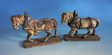 Antik Spielzeug Figur Pferd 2 Pferde Kutschpferde Elastolin Lineol (F024-2471)