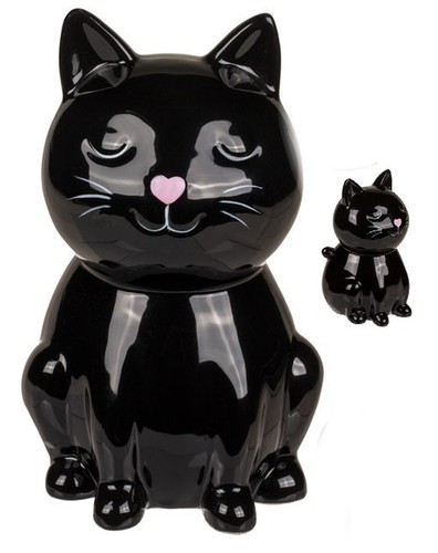 Keramik spardose katze schwarz - katze,