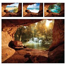 Vlies Fototapete 3D EFFEKT Wasserfall Landschaft Meer Strand Wohnzimmer Höhle