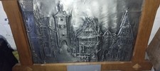 Großes Wandbild Zinn mit Holzrahmen Stadtmotiv " 90mx60cm