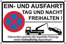 EIN- UND AUSFAHRT FREIHALTEN Schild / Aufkleber, Halteverbot, Parkverbot Hinweis