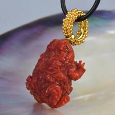 Toad Frosch Hängelampe Rot Schwamm Koralle, Rubin & Gold Vermeil Silber 9.05g