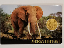 Goldmünze in Coincard "African Elefant" .999 Gold, 1/1000 oz Auflage nur 50.000