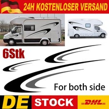 6x Auto Wohnmobil Anhänger Vinyl Streifen Grafiken Aufkleber Dekor  Schwarz＆Grau