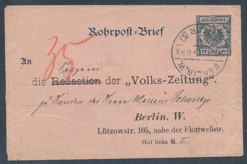 Rohrpost ganzsache ru - dr.,,