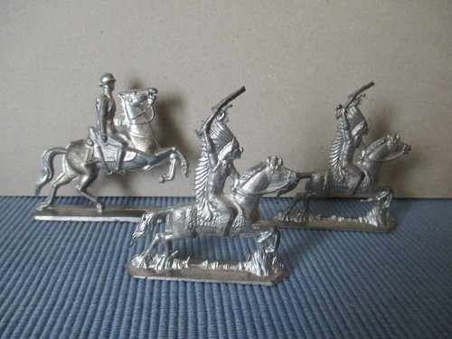 Zinnfiguren pferd mit soldat - 3,