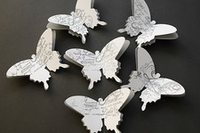 14 Set 3D Schmetterlinge Grau Weiß  Romantik  Wanddeko Wandaufkleber Wandtatoo