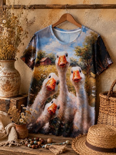 Damen shirt gänse - t-shirt, motiv