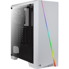 Aerocool Cylon Midi-Tower PC-Gehäuse weiß mit Acryl Seitenfenster RGB-LED-Front