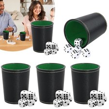 5 Leder Würfelbecher mit 25