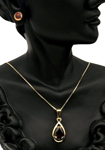 Gold 333 set anhänger granat - set,