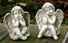 GeKi Trend 2er Set Engel Deko Figuren Wohnzimmer Schutzengel Grabschmuck Garten