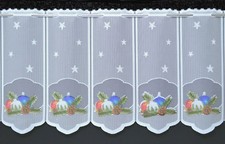 Weihnachtsgardine 9 Breiten Scheibengardine mit Weihnachtskugeln Küchengardine