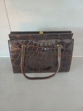 Echte Krokodil Leder Handtasche,dunkel braun, sehr guter Zustand  25 x 20 cm