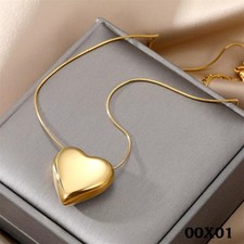 Herz Anhänger Edle Halskette Edelstahl Gelbgold Herzkette Damen Geschenk