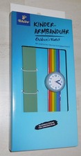TCM Tchibo Kinder-Armbanduhr mit Wechsel-Schnapparmband Silikon oliv Regenbogen