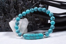 Edelstein Armband aus Türkis | 8mm Kugelarmband mit Edelsteinbalken