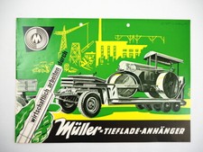 Müller Tieflade Anhänger Prospekt Mittelthal 1962 Unimog Walze