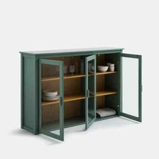 Massive Kiefer Glas Vitrine