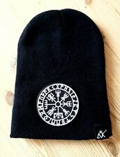 Mütze Beanie Vegvisir Patch Runen Winter Outdoor Wikinger Vikings Wolle Strick 