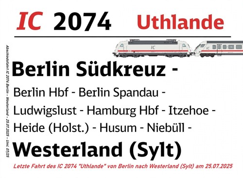 Zuglaufschild 2074 - ic,