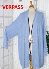 VERPASS Designer Strickjacke Cardigan Gr. 48 50 52  BLAU Lang offen Zopf Muster