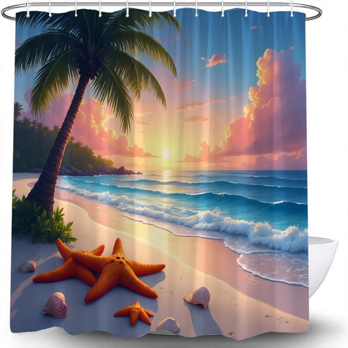 Beach design shower curtain - shower,