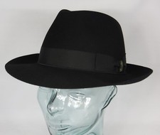 Origi. BORSALINO HUT Qualita Superiore Haarfilz schwarz Fedora Bogart Hat Neu