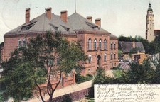 AK Fraustadt - Königl. Gymnasium Kirche -coloriert, gel. 1905 Wschowa, Schlesien