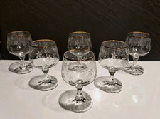 6 Vintage Römer Weingläser Goldrand aufwendiger Schiff Weinlaub Muster 