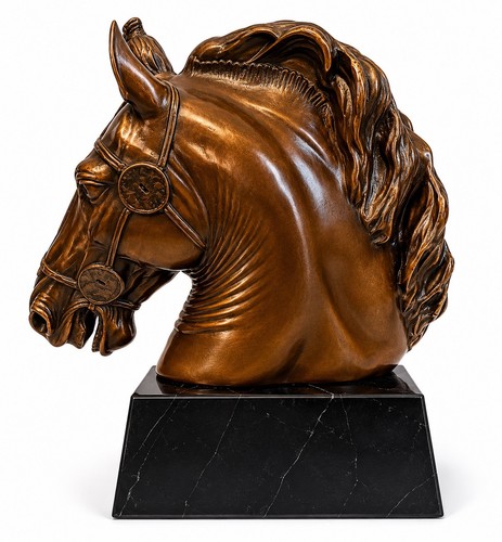 Bronzefigur pferdekopf büste - bronzefigur,