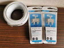 SAT Splitter 2x 2 Fach Verteiler + 10 Meter Koaxialkabel 